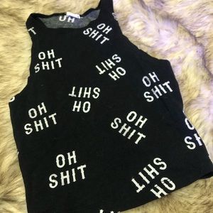 “OH SHIT” Black Crop Top Graphic